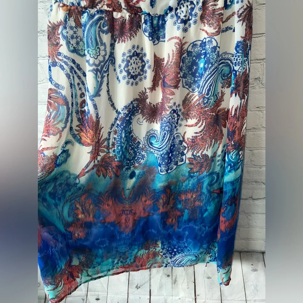 Maurices White, Blue & Pink floral strapless dress size 0 - Picture 8 of 16